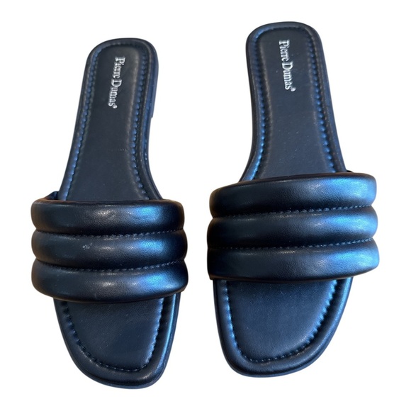 Pierre Dumas Black Slide Flats - Picture 1 of 4